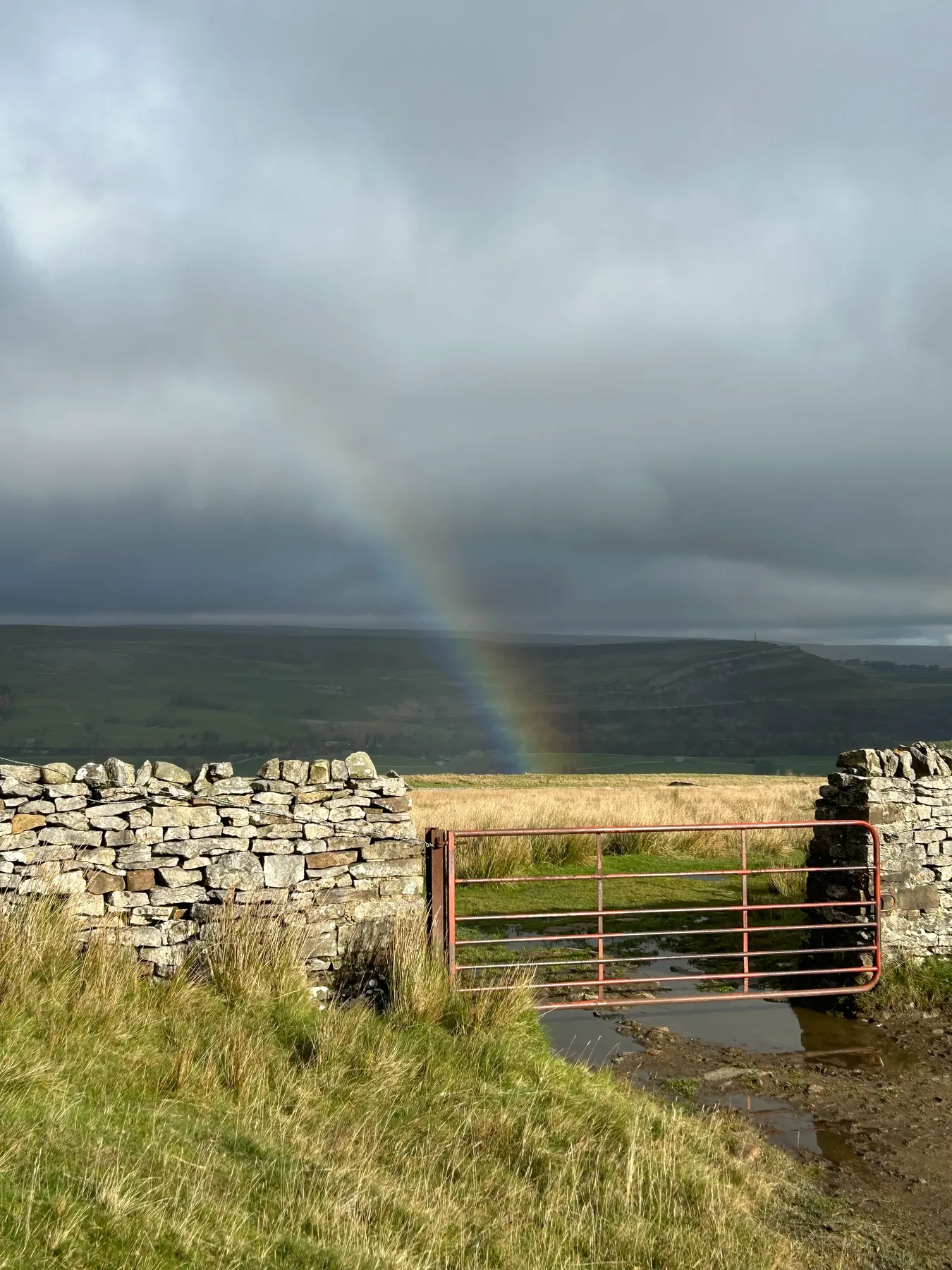 A rainbow over the green Yorkshire Dales